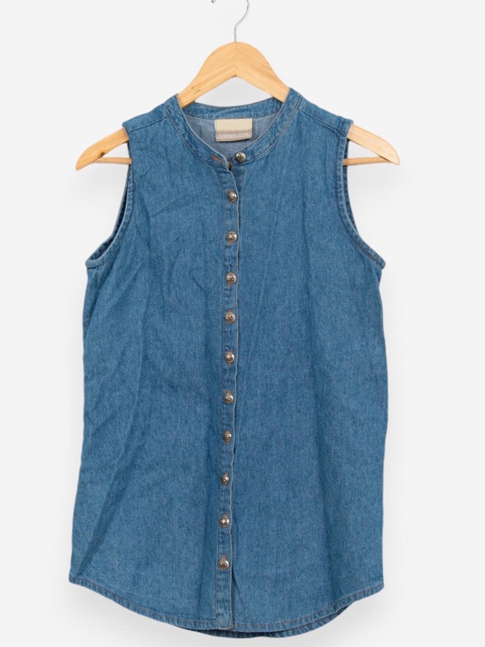 vintage 90s coldwater creek denim button up western casual vest size small